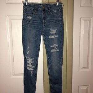 AE Denim X High Waisted Ripped Jeans